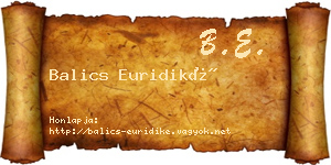 Balics Euridiké névjegykártya